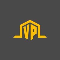 logotipo inicial do monograma vp com design de estilo hexágono vetor