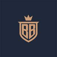 logotipo inicial do monograma bb com estilo de escudo e coroa vetor