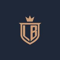 lb logotipo inicial do monograma com estilo de escudo e coroa vetor