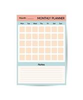 modelo de planejador mensal planejadores minimalistas página do organizador de design do vetor modelo em branco do planejador.