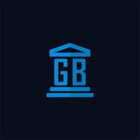 gb monograma de logotipo inicial com vetor de design de ícone de construção de tribunal simples