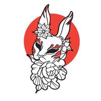 vetor de máscara de raposa japonesa, máscara japonesa