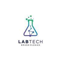 vetor de design de logotipo de laboratório com conceito de tecnologia