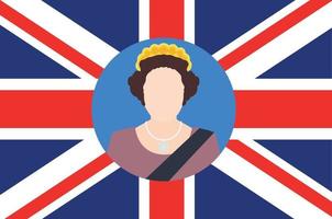 elizabeth queen 1926 2022 retrato de rosto com bandeira do reino unido britânico europa nacional emblema ícone ilustração vetorial elemento de design abstrato vetor