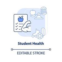 ícone do conceito de luz azul de saúde do estudante. atividades físicas. problema nas escolas idéia abstrata ilustração de linha fina. desenho de contorno isolado. traço editável. vetor