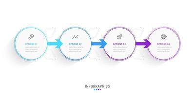 modelo de design de rótulo infográfico vetorial com ícones e 4 opções ou etapas. pode ser usado para diagrama de processo, apresentações, layout de fluxo de trabalho, banner, fluxograma, gráfico de informações. vetor