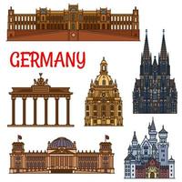 edifícios históricos e pontos turísticos da alemanha vetor