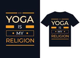 yoga é minha ilustração de religião para design de camisetas prontas para impressão vetor