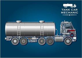 símbolo de caminhão tanque feito de peças mecânicas vetor