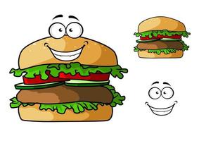personagem de hambúrguer de fast food de desenho animado vetor