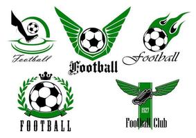 conjunto de ícones ou emblemas de jogo de futebol vetor