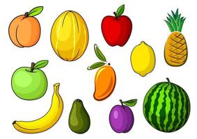 fazenda de frutas doces coloridas em estilo cartoon vetor