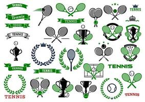 ícones e símbolos do jogo de esporte de tênis vetor