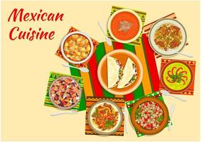 pratos festivos coloridos do símbolo da cozinha mexicana vetor