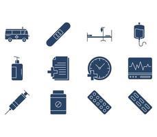hospital e conjunto de ícones médicos vetor