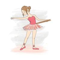 dançarina de balé de personagem feminina menina feliz com uma ilustração vetorial de tutu rosa vetor
