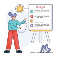 uma ilustração plana útil de planejamento orçamentário vetor