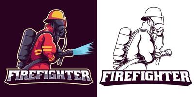 ilustração vetorial de logotipo de mascote de bombeiro vetor