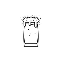 refrigerador de vibração ou ícone de vidro de cerveja com refrigerante e espuma em fundo branco. simples, linha, silhueta e estilo clean. Preto e branco. adequado para símbolo, sinal, ícone ou logotipo vetor