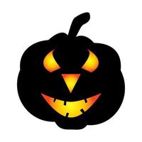 ícone de abóbora de halloween. símbolo de outono. abóbora assustadora de halloween com um sorriso, olhos ardentes. vetor