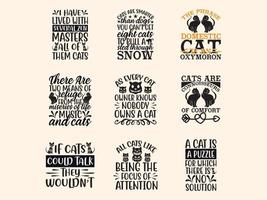 conjunto de design de camiseta de gato vetor