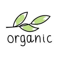 ícone de folhas orgânicas de vetor verde no estilo doodle