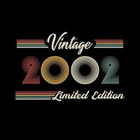 vetor de design de camiseta de edição limitada retrô vintage de 2002