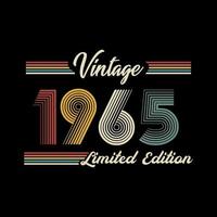 vetor de design de camiseta de edição limitada retrô vintage de 1965