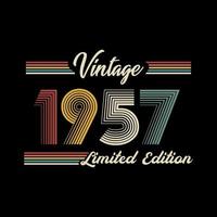 vetor de design de camiseta de edição limitada retrô vintage de 1957