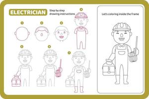 como desenhar vetor de tutorial de profissão de eletricista