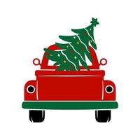 ilustração vetorial de árvore de caminhão de inverno de Natal. vetor