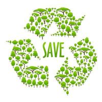 ícone de reciclagem composto por árvores verdes vetor