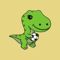 lindo t-rex jogando futebol vetor