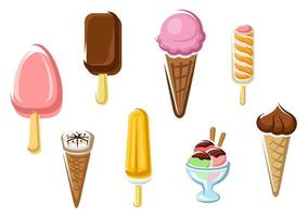 ícones de sobremesa isolado de sorvete vetor