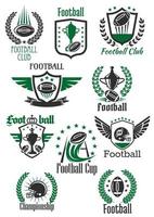símbolos retrô de futebol americano para design esportivo vetor