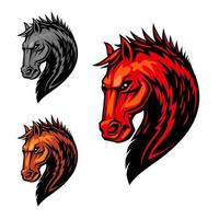 símbolo de cavalo flamejante de fogo para esporte equestre vetor