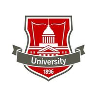 emblema heráldico de educação com prédio da universidade vetor