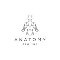 modelo de design de ícone de logotipo de linha de anatomia vetor plano