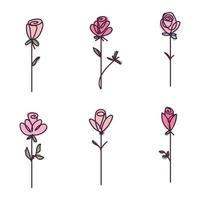 ilustrações de doodle de rosas femininas vetor