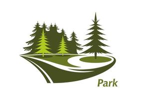 ícone do parque verde com pinheiros vetor