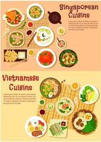 ícone plano de cozinha vietnamita e singapurense vetor