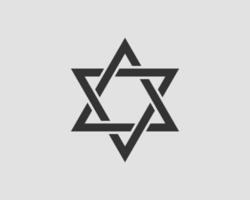 ícone judaico da estrela de Davi. símbolo de vetor de seis estrelas pontiagudas.