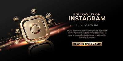 ícone de ouro 3d do banner do instagram para promoção de página de negócios e postagem de mídia social vetor