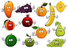 personagens de desenhos animados de frutas frescas felizes vetor
