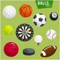 conjunto de bolas de esporte. acessórios para jogos esportivos vetor