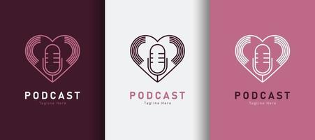 logotipo detalhado do podcast de amor em fundo colorido diferente vetor