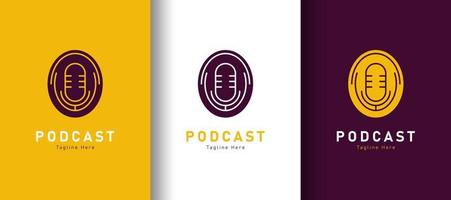 logotipo detalhado do podcast em fundo colorido diferente vetor