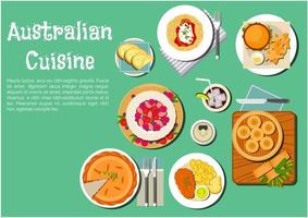 pratos de cozinha australiana tradicional ícone plano vetor