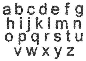 conjunto de letras do alfabeto de flores silvestres pretas vetor