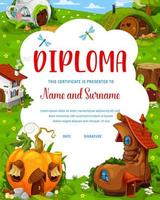 diploma infantil com pote de fantasia e abóbora, bota vetor